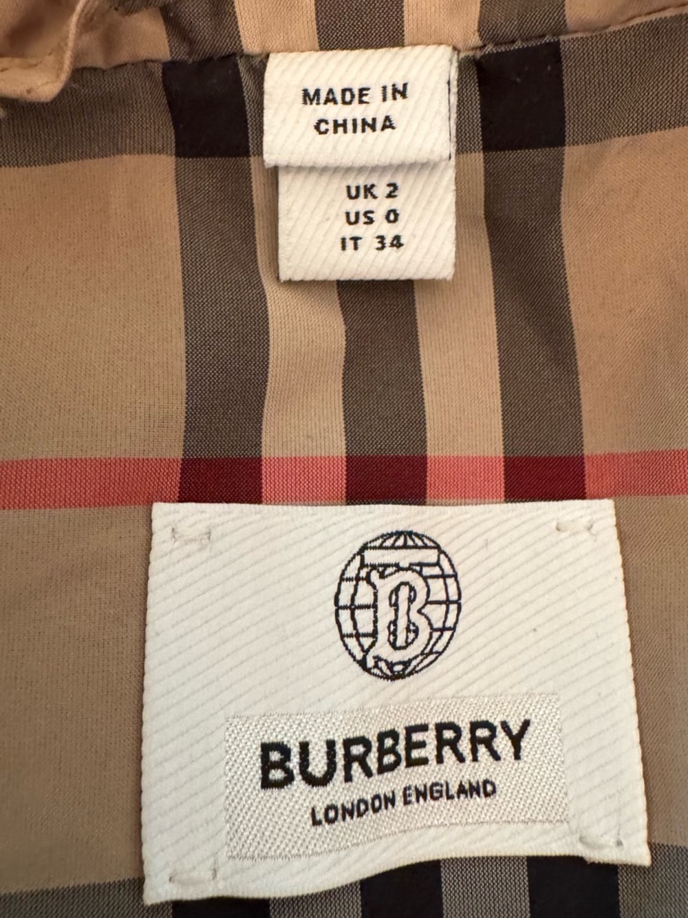 Burberry Beige Plaid Hooded Raincoat - Picture 5 of 5
